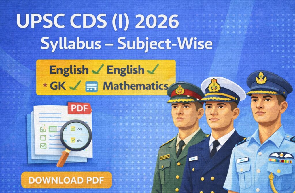 UPSC CDS I 2026 Syllabus Subject Wise English GK Mathematics