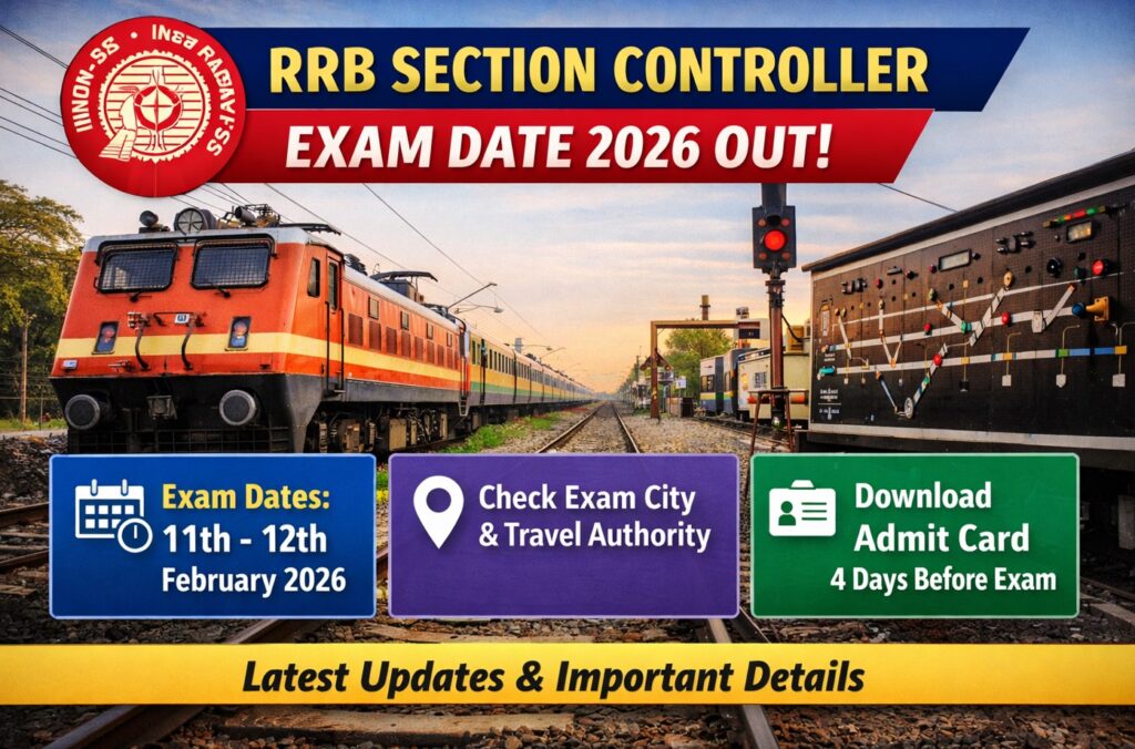 RRB Section Controller exam date 2026 exam city intimation and admit card details