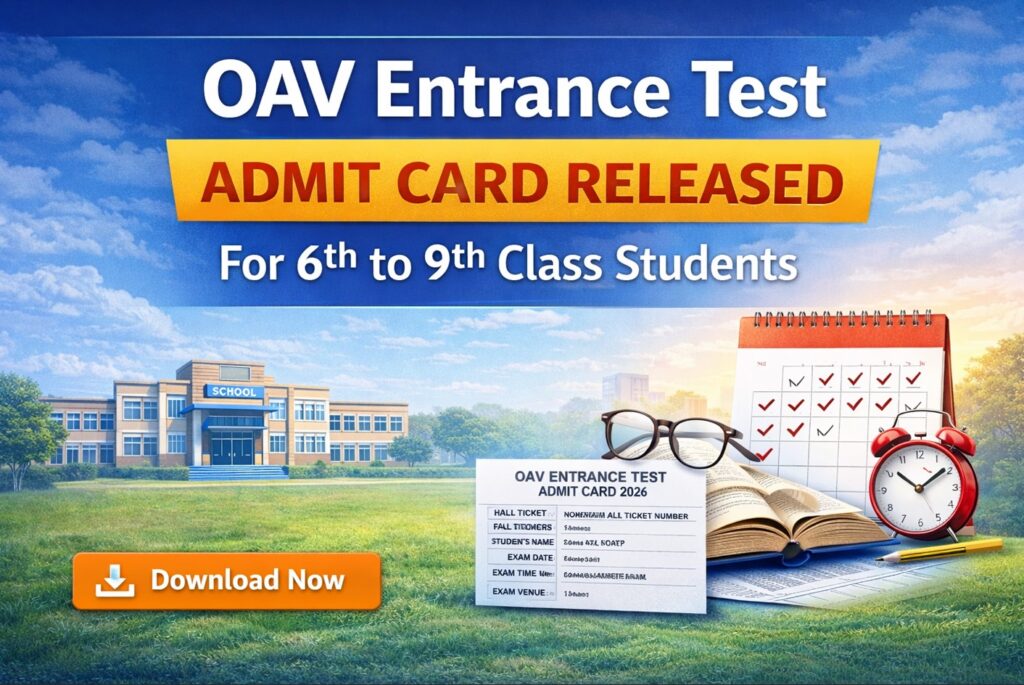 Odisha Adarsha Vidyalaya entrance test admit card 2026 released for Class 6 to 9 students