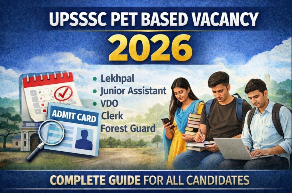 UPSSSC PET Based Vacancy 2026 for Lekhpal, Junior Assistant, VDO, Clerk and Forest Guard posts