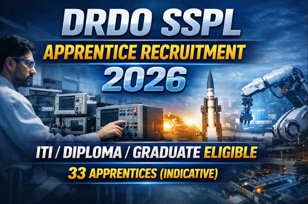 DRDO SSPL Apprentice Recruitment 2026 for ITI Diploma and Graduate candidates