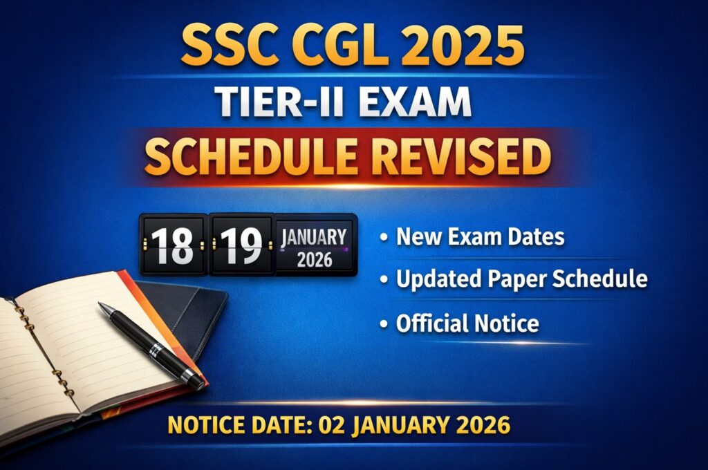 SSC CGL 2025 Tier-II exam schedule revised notice released on 02 January 2026 with new exam dates