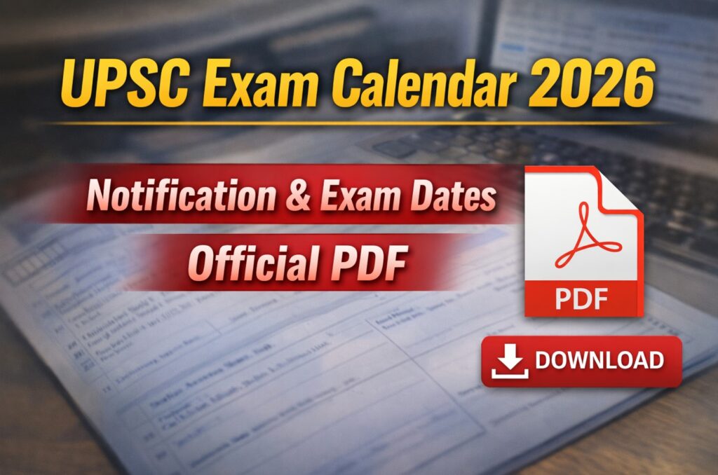 UPSC Exam Calendar 2026 showing official notification dates and exam schedule PDF