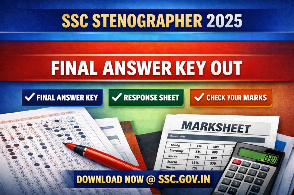 SSC Stenographer 2025 final answer key response sheet and marks