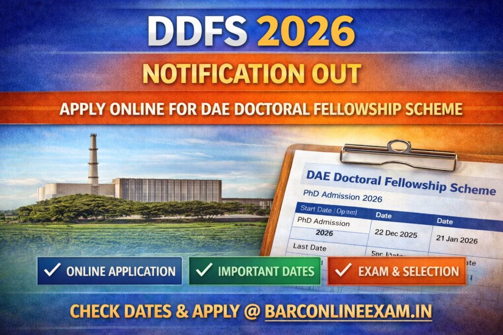 DDFS 2026 DAE Doctoral Fellowship Scheme PhD admission notification
