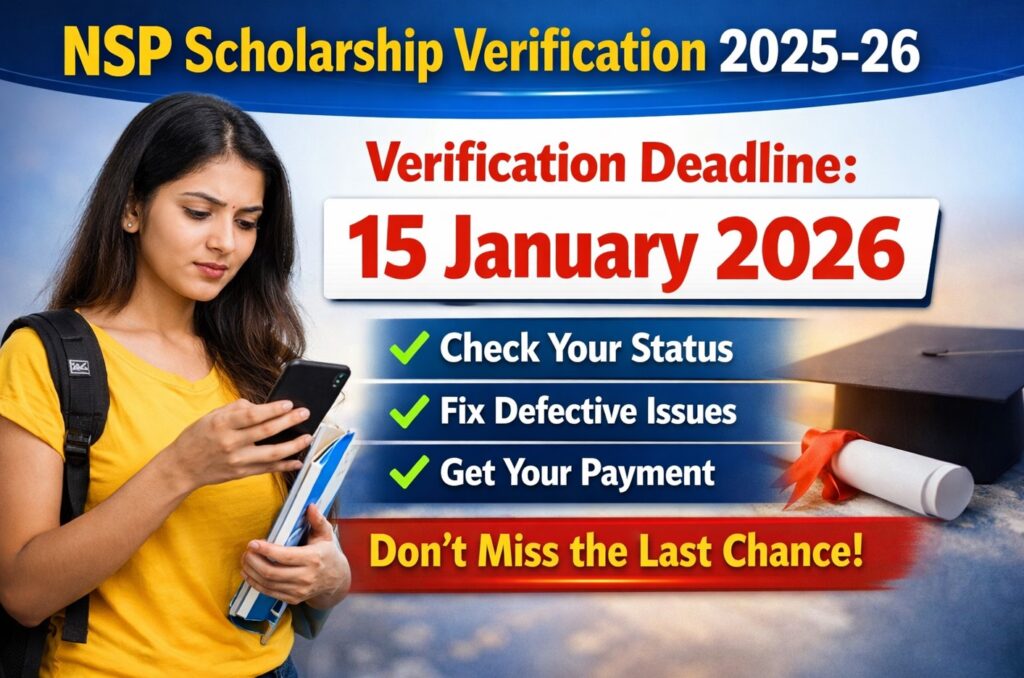 NSP Scholarship 2025-26 verification deadline 15 January 2026 status check