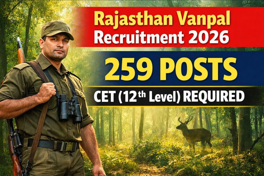 Rajasthan Forester (Vanpal) Recruitment 2026 for 259 posts – CET Senior Secondary required