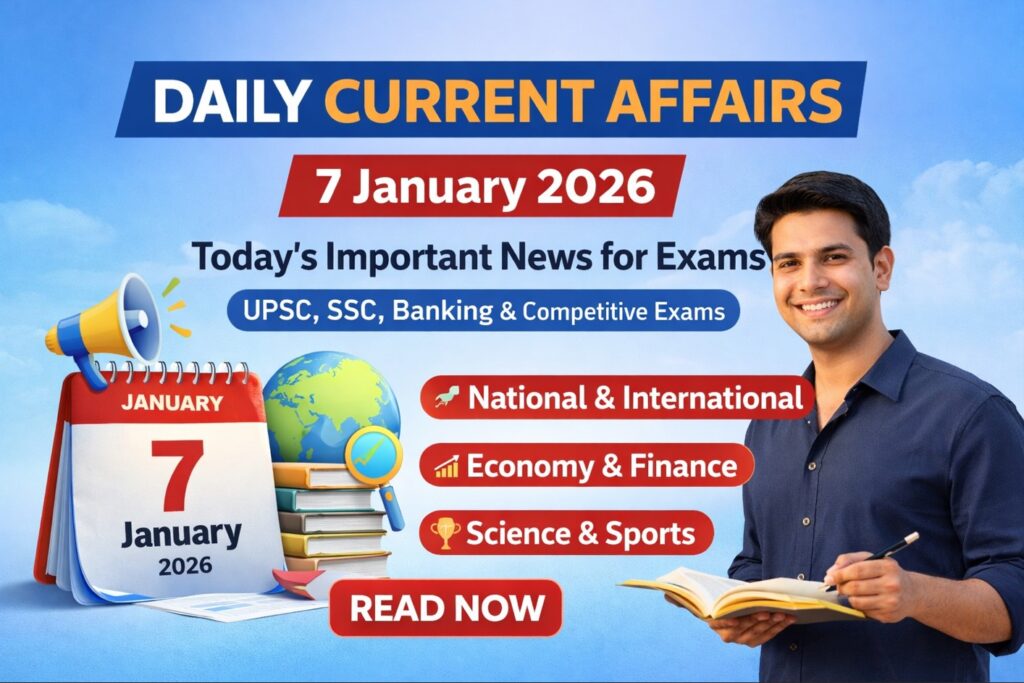 Daily current affairs 7 January 2026 with important news for UPSC SSC Banking exams