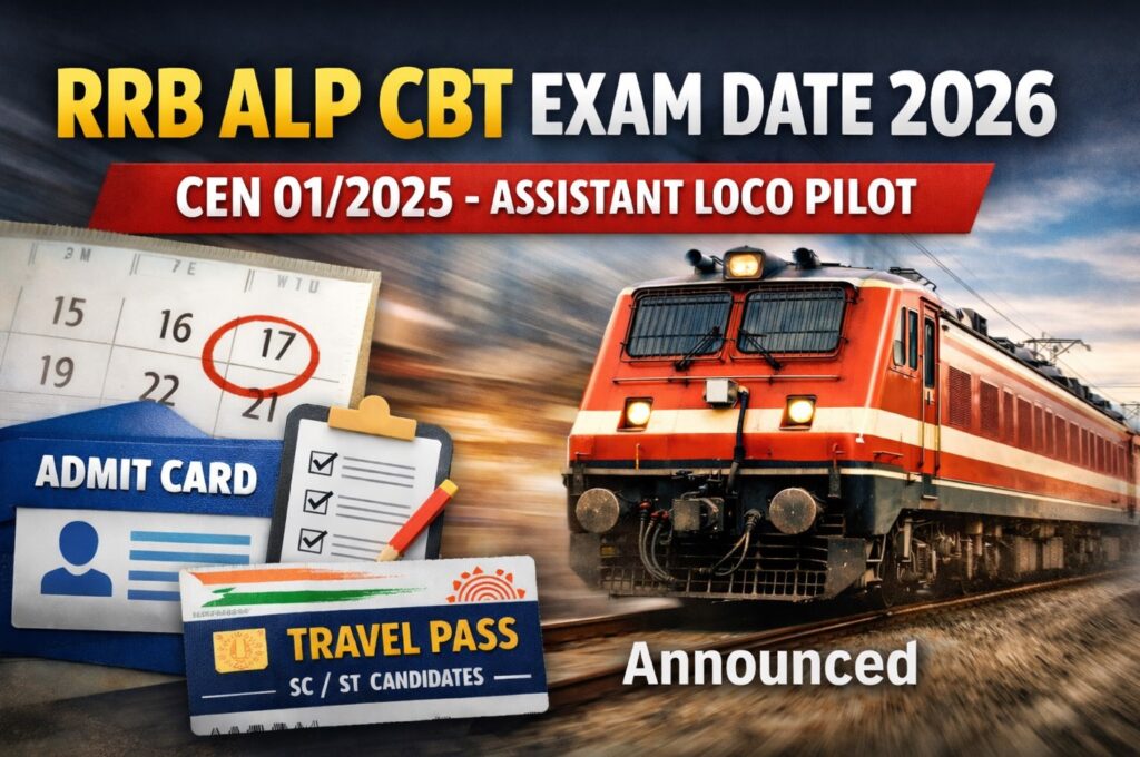 RRB ALP CBT Exam Date 2026 announced for CEN 01/2025 Assistant Loco Pilot
