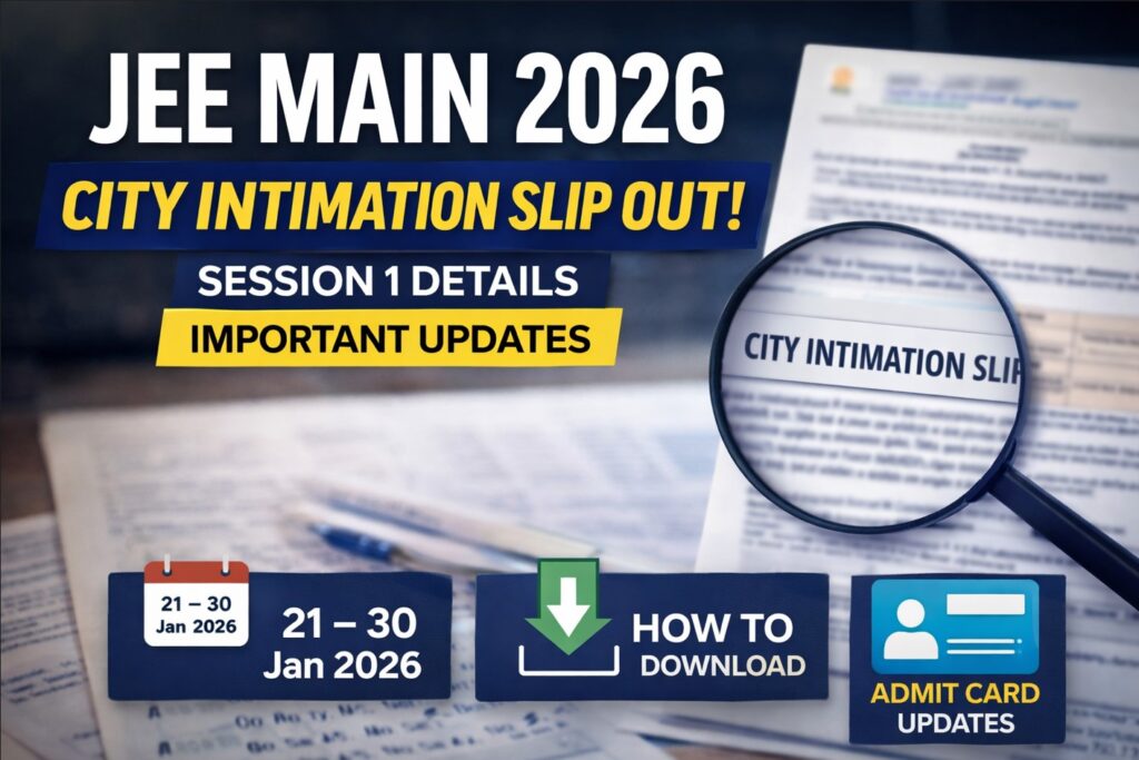 JEE Main 2026 Session 1 city intimation slip released official exam city update