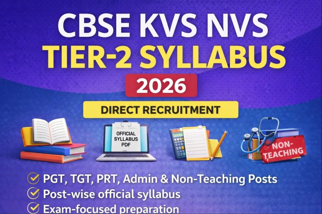 CBSE KVS NVS Tier 2 syllabus 2026 official post wise syllabus for direct recruitment