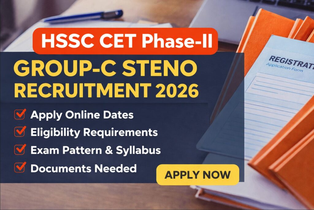 HSSC CET Phase-II Group-C Steno Recruitment 2026 apply online notification