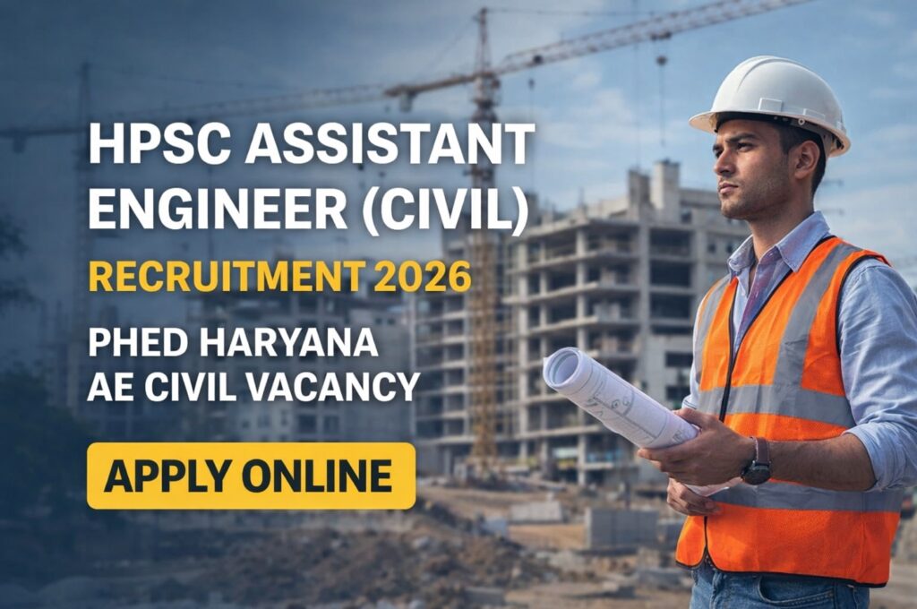HPSC Assistant Engineer Civil Recruitment 2026 apply online for AE Civil posts in PHED Haryana