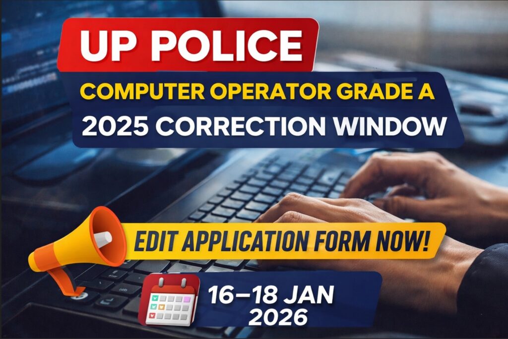 UP Police Computer Operator Grade A 2025 application correction window open for online form editing
