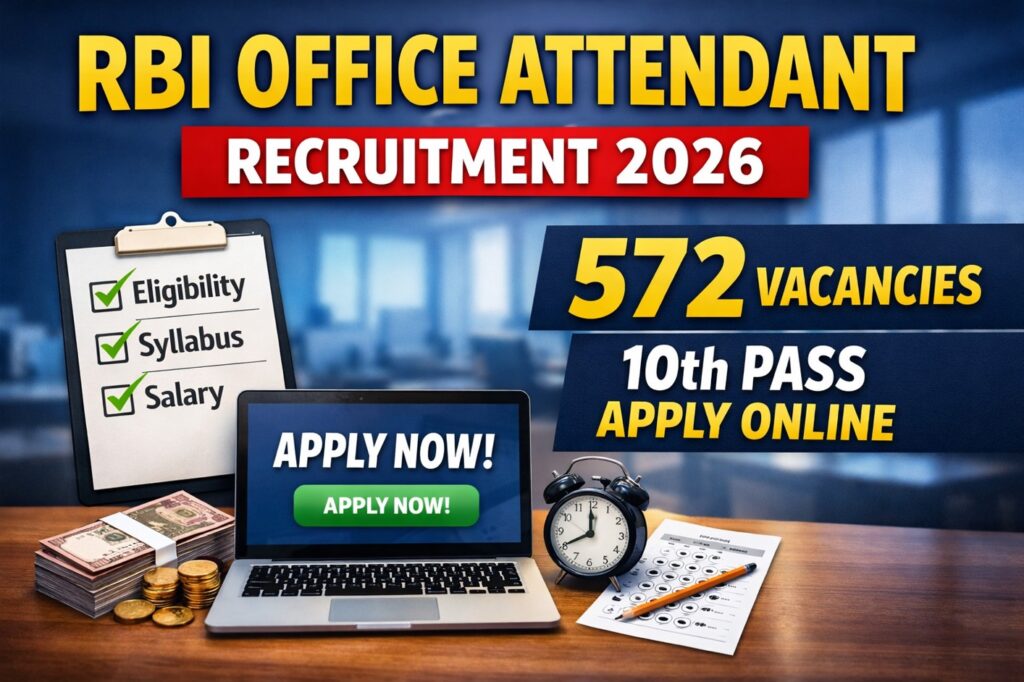RBI Office Attendant Recruitment 2026 notification for 572 vacancies