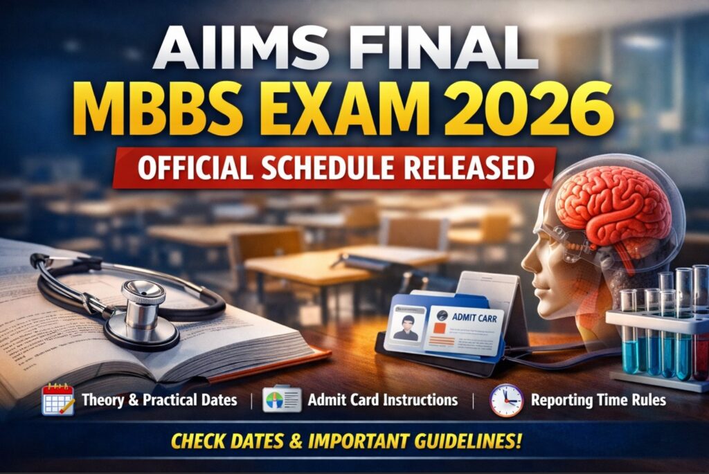 AIIMS Final MBBS Exam 2026 theory and practical exam schedule with admit card and reporting time rules