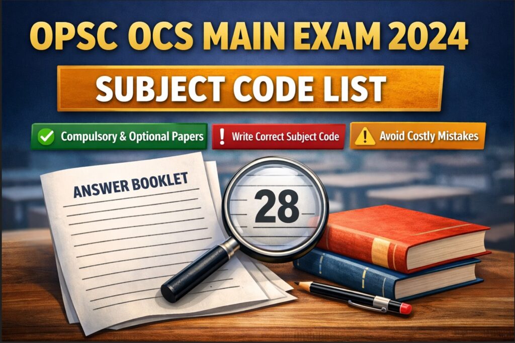 OPSC OCS Main 2024 subject code list for compulsory and optional papers