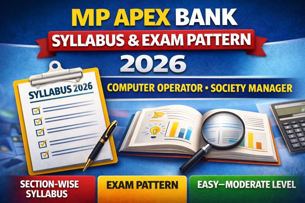 MP Apex Bank Syllabus and Exam Pattern 2026 for Computer Operator and Society Manager exam