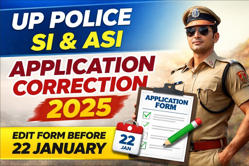 UP Police SI and ASI 2025 application correction window open edit form before 22 January