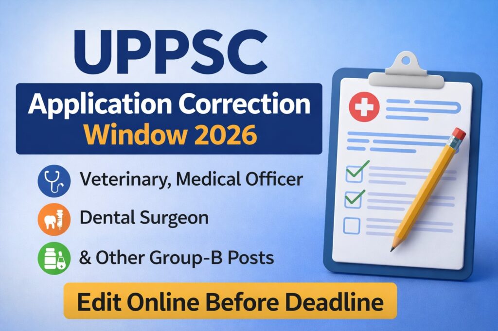 UPPSC Application Correction Window 2026 for Veterinary Officer, Medical Officer and Group-B Posts