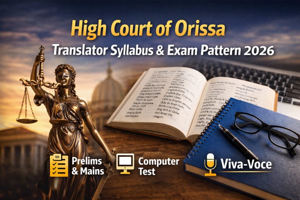 High Court of Orissa Translator syllabus and exam pattern 2026 for prelims mains computer test