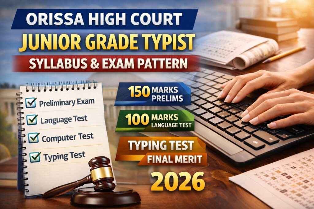 Orissa High Court Junior Grade Typist Syllabus and Exam Pattern 2026 – Stage Wise Details