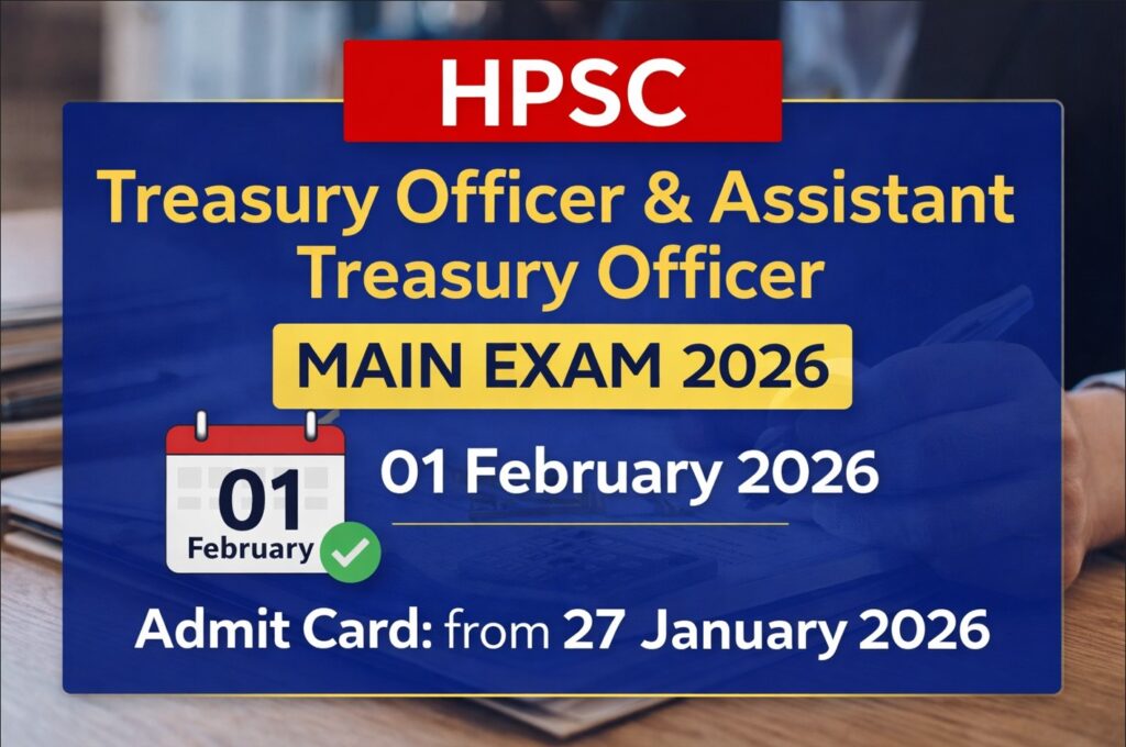 HPSC Treasury Officer & Assistant Treasury Officer Mains Exam Date 2026 Admit Card Notice
