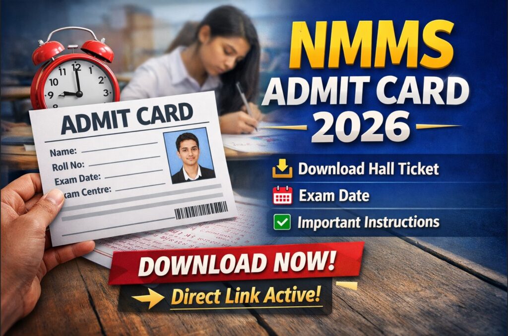 NMMS Admit Card 2026 Download Hall Ticket for Scholarship Exam