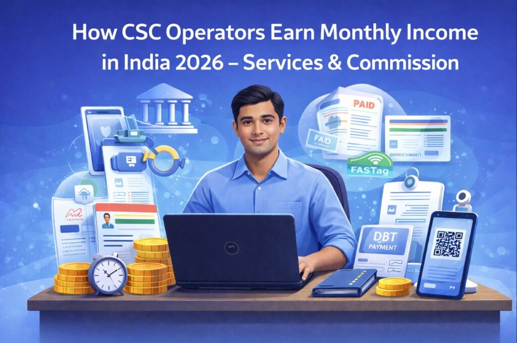 How CSC operators earn monthly income in India through banking, utility and digital services in 2026