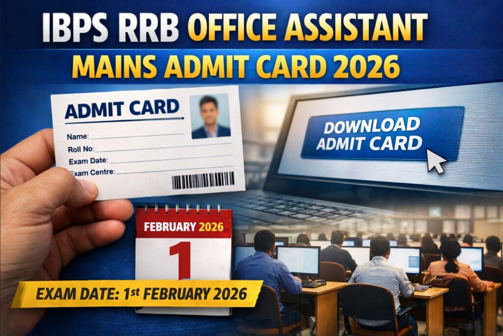 IBPS RRB Office Assistant Mains Admit Card 2026 download for CRP RRB XIV exam scheduled on 1 February 2026