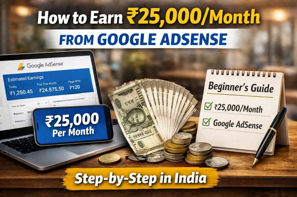 How to earn ₹25,000 per month from Google AdSense in India as a beginner using a website