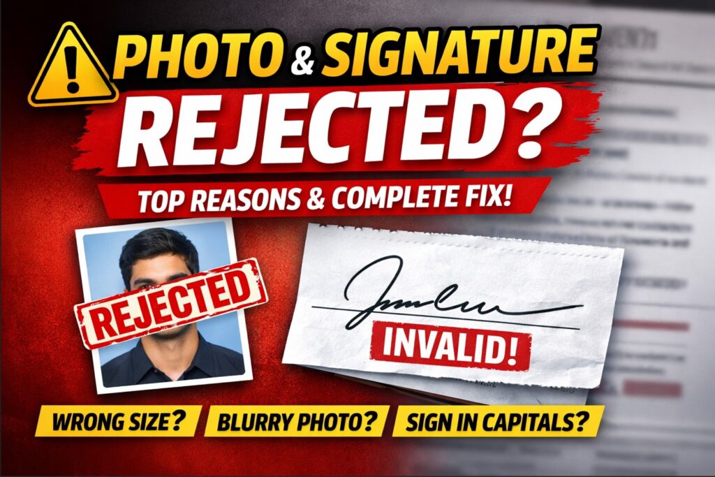 Photo and signature rejected in government job application – reasons and complete fix