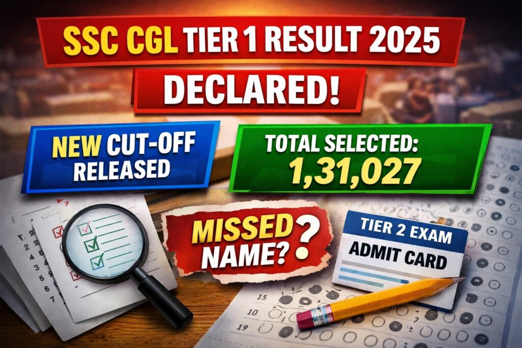 SSC CGL Tier 1 Result 2025 declared with updated cut off and Tier 2 shortlisted candidates