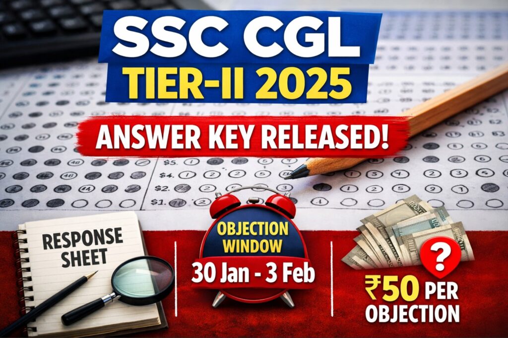 SSC CGL Tier-II 2025 tentative answer key released showing objection window dates and response sheet details