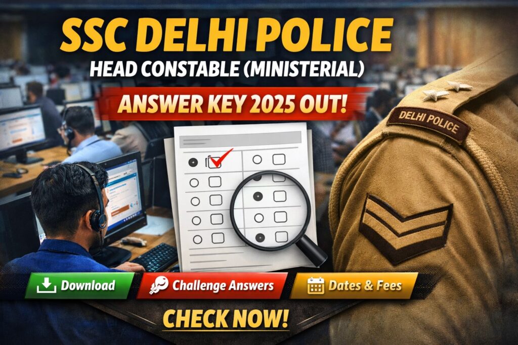 SSC Delhi Police Head Constable Ministerial Answer Key 2025 download and challenge details