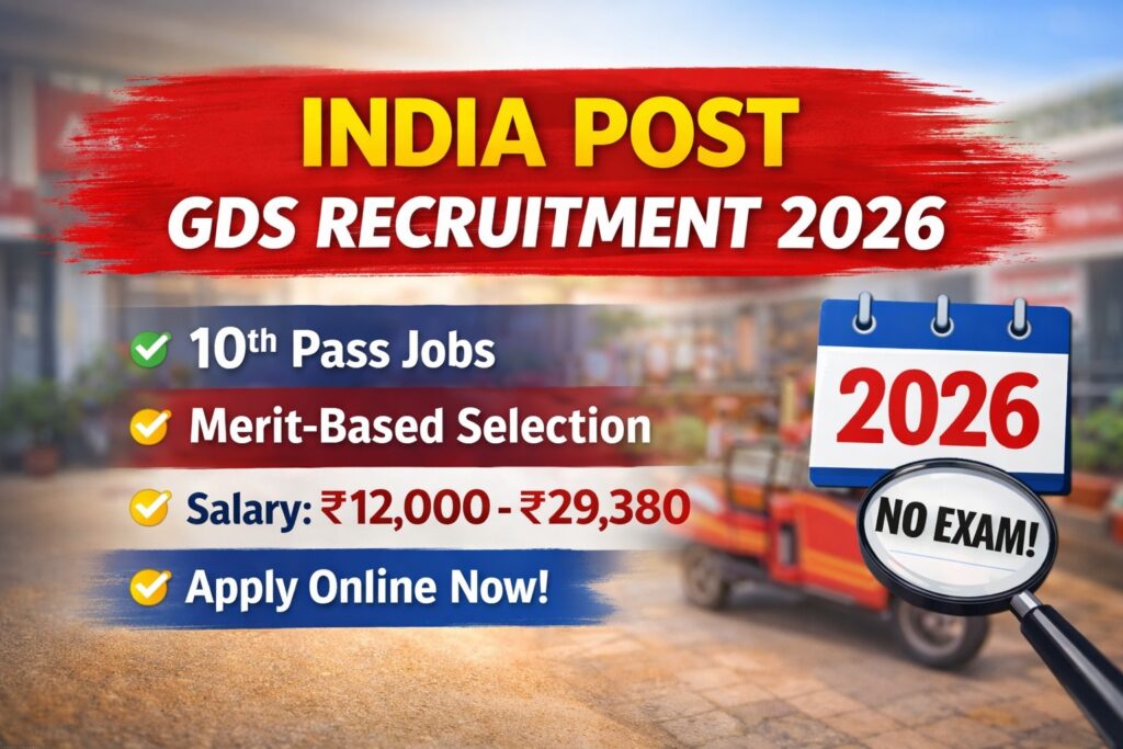 India Post GDS Recruitment 2026 notification for BPM ABPM and Dak Sevak posts with merit based selection and no exam