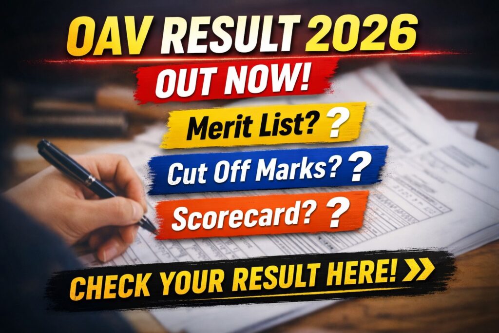 OAV Result 2026 Odisha Aadarsha Vidyalaya entrance exam merit list and cut off update