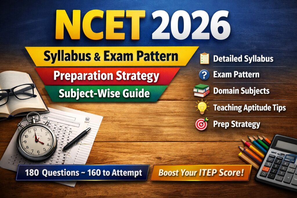 NCET 2026 syllabus exam pattern subject wise preparation strategy for ITEP