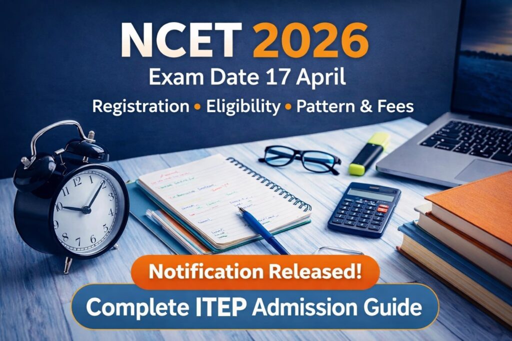 NCET 2026 exam date 17 April registration eligibility pattern fees ITEP admission