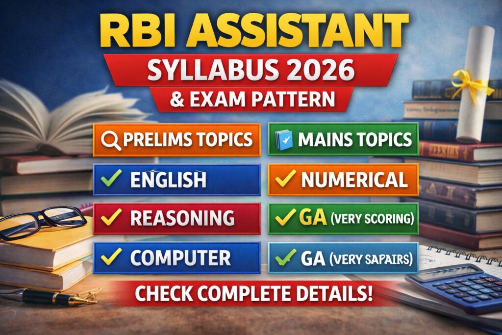 RBI Assistant Syllabus 2026 with detailed Prelims and Mains exam pattern topics