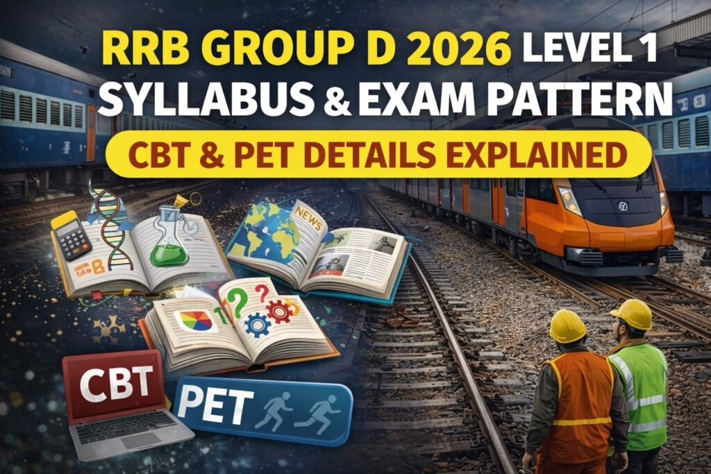 RRB Group D Level 1 syllabus and exam pattern 2026 with CBT and PET details