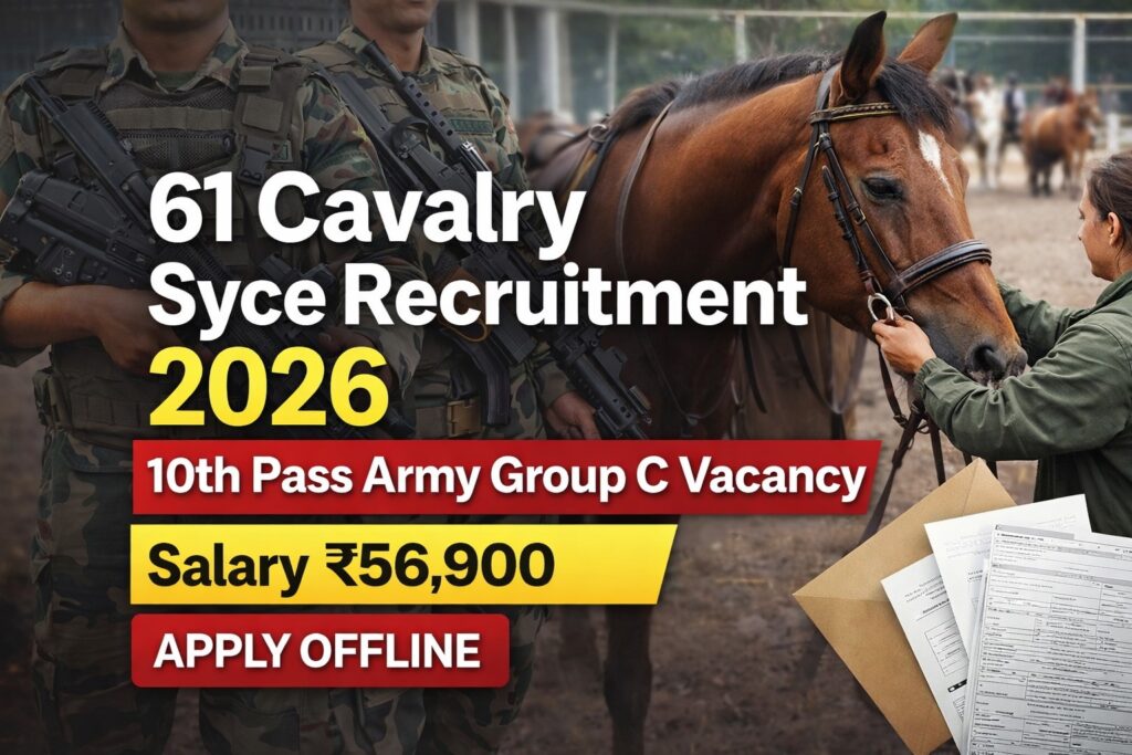 61 Cavalry Syce Recruitment 2026 10th Pass Army Group C Vacancy